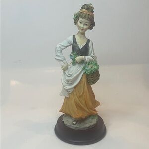 Giuseppe Armani Capodimonte Porcelain Charming Country Girl Figurine with Basket